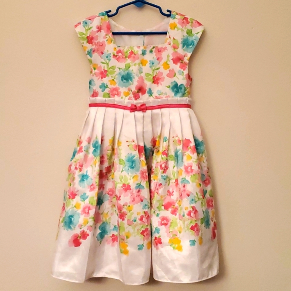 Jona Michelle floral print pleated special occasion dress